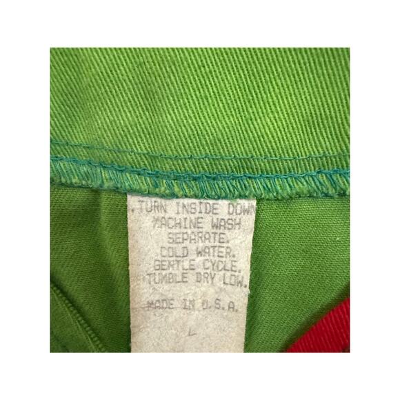 Vtg Colorblock Jersey Style Shirt Mens Large Urban Streetwear Red Green Blk USA - Picture 3 of 4